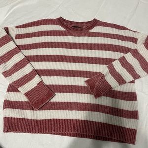 pink and white striped sweater